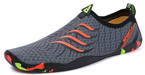 PADGENE Chaussures d'eau pour Homme et Femme, à Séchage Rapide Chaussures Aquatiques Unisexe pour la Natation, Yoga, Plage, Course, Gymnase, Surf, Plongée, B059-Gris, 39 EU