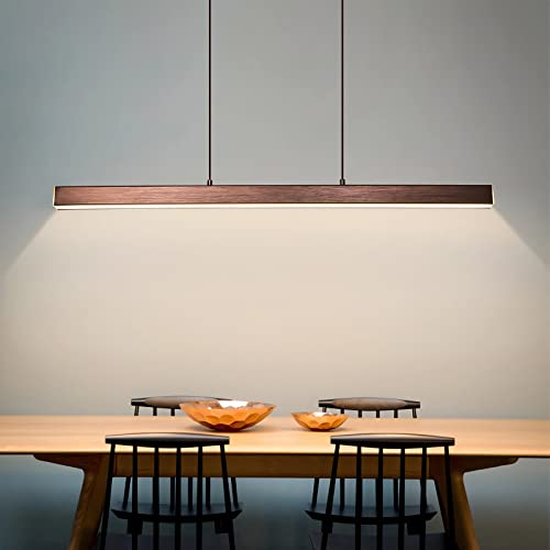 Bellastein LED Pendelleuchte für esstisch dimmbar mit pendellampe höhenverstellbar Moderne Hängeleuchte/Deckenleuchte für büro esszimmer Arbeitszimmer Wohnzimmer Küche Bar leuchte (Kaffee, L120cm)