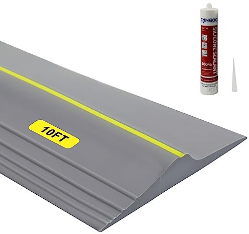 Universal Garage Door Bottom Threshold Seal Rubber Strip with Adhesives, DIY Weatherproof Weather Stripping Replacement (10 Ft (Gray))