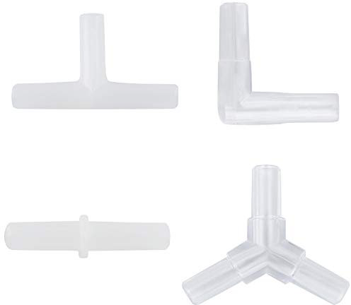 Pawfly 40 Piece Aquarium Air Line Connectors 4 Types of Plastic Tubing Connectors for 4-6 mm Hose White Aquarium Airline Fittings for Fish Tank Pond Air Pump Pipe Airline