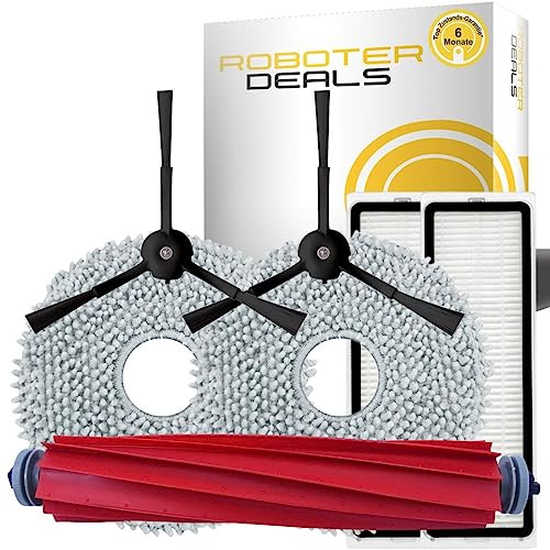 Roboter Deals - Zubehör Set, Ersatzteile für Roborock Q Revo, Q Revo S, Q Revo Plus (2X Filter, 2X Pad, 2X Seitenbürste in schwarz, 1x Hauptbürste) 100% geprüfte Passgenauigkeit