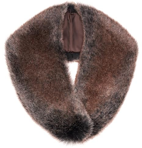 Futrzane Siberian Kragen - 20er Jahre Fellkragen Damen - Faux Fell Pelz Schal (Braun Siberian)
