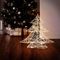 ECD Germany Arbre de Noël Décoratif 20 LED Blanc Chaud, 30cm de Haut, Métal, Argenté, Sapin de Noël avec Éclairage Minuterie, Intérieur, Fonctionne sur Piles, Décoration Lumineuse Suspendue ou Posée