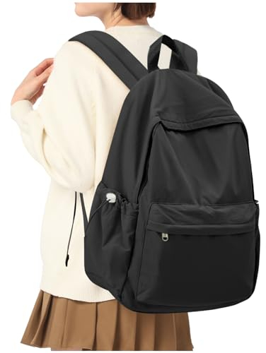 HYC00 Rucksack Schule Teenager Mädchen Damen Causal Schulrucksack College-Rucksack, leichte Schultasche Arbeitstasche für Jungen und Mädchen, passend für 14-Zoll-Laptop Daypack Bookbag,Schwarz