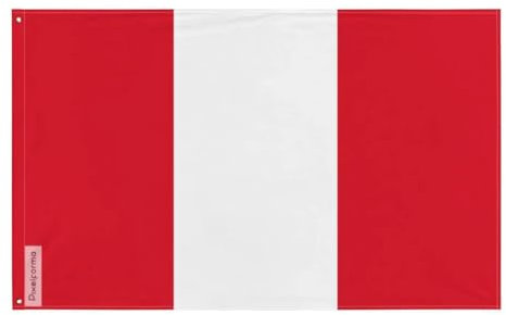 Pixelforma Bandera de Perú en varios tamaños, 100% poliéster, impresión con doble dobladillo, 60 x 90 cm, 4. 2 ojales a la izquierda con rayas blancas