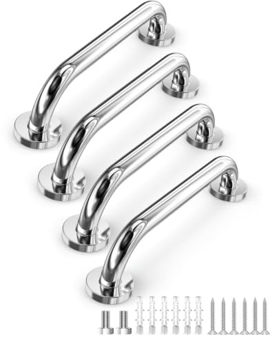 Howdah 4 Stück Haltegriffe für Senioren Dusche Wand 30 CM | Badgriff aus Verchromtem Edelstahl Haltegriff, Bad Griff, Duschgriff für Senioren für Badezimmer