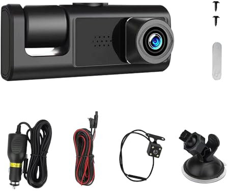 JESWO 170° F1.5 Dash Cam Auto, Telecamera posteriore grandangolare con risoluzione 140° FHD 1080P, Visione ultra notturna, registrazione in loop, modalità di sorveglianza del parcheggio
