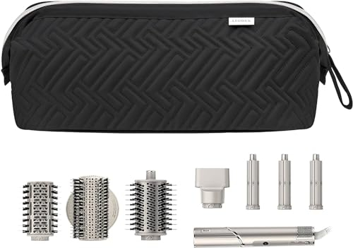 Yuhtech Portable Travel Bag for Dyson Airwrap/Shark Flexstyle/Dyson Supersonic Hair Dryer, Waterproof PU Leather Carrying Case Dustproof Storage Bag (Black)