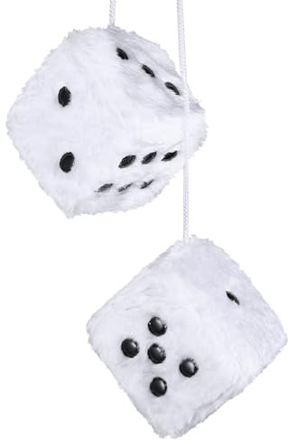 Plüschwürfel Auto EIN Paar Aufhängen Fuzzy Auto Würfel Rückspiegel Auto Zubehör Weiß Plüschwürfel Plüsch Würfel Auto Rückspiegel Hanging Zubehör 2.75 Zoll Für Auto Würfel (Weiß)