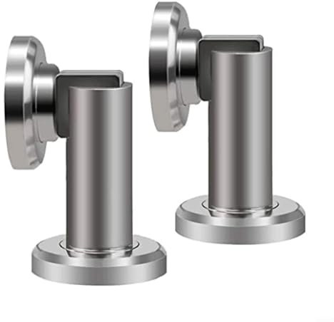 Door Stop, Magnetic Door Stop, Heavy Duty Stainless Steel Door Stop, Secure Door, Modern Wall/Floor Mount Door Stop, Brushed Nickel, 2 Pack(silver)