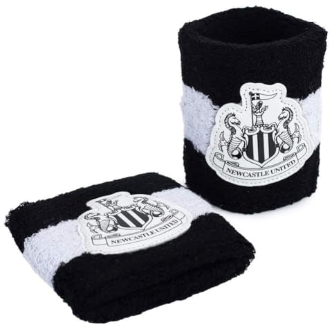 Hy-Pro Officially Licensed Newcastle United F.C. Cotton Wristband - NUFC, 2 Pack, Sweatband, Kids, Adult, Unisex, Moisture Wicking Sweat Bands, Football, Running, Sports, Gym, Tennis, Exercise