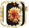 WINGLE Bling Bumper Schutzhülle für Apple Watch Serie 10, 42 mm, 4-blättriges Kleeblatt, Diamant-Schutzhülle für Damen, iWatch, harter PC-Rahmenschutz für Apple Watch 10, 42 mm, Spitzenkante, Gold