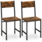 COSTWAY 2er Set Esszimmerstühle, industrielle Küchenstühle mit Metallrahmen & Rückenlehne, bis 150 kg, Stühle für Küche Esszimmer Wohnzimmer, vintagebraun+schwarz