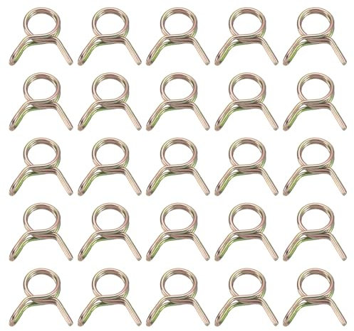 sourcing map 25Pcs Double Wire Spring Hose Clamps, 5mm Inner Dia Fit 5-6mm OD Hose Fuel Line Silicone Tube Clips, Color Zinc