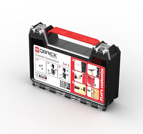 Qbrick System Halterungen für Einsätzen Custom Connectors Set 2 für Werkzeugkisten Werkzeugkoffer mit Organizer Zubehör Modular