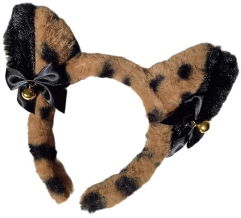 Stilvolles pelziges Ohr-Accessoire mit Glocken, Kostüm, Haarschmuck, für Damen und Jugendliche geeignet