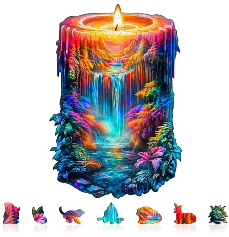 Wooden Jigsaw Puzzles for Adults & Kids - Enchanted Flame Jigsaw Puzzles 155pcs, Artistic Wall Decor & Birthday Gift Idea for Friends, Home Office Puzzle (29x19.9cm, 10+ Years)