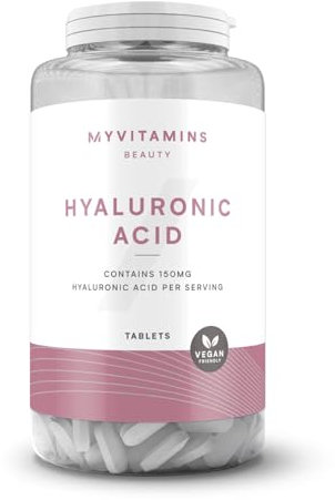 Myvitamins Hyaluronic Acid Tablets | High-Strength 150mg per Serving | Supports Skin Hydration, Joint & Tissue Health | 60 Tablets | Moisture-Retaining Molecule for Healthy Skin | Vegan-Friendly