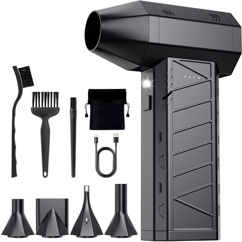 SOLVIEW Electric Air Duster, 150000 RPM Elektrisches Staubgebläse Druckluftspray mit LED-Arbeitslicht, 4-Stufen-Mini-Akku-Gebläse mit 8000 mAh, Hochleistungs-Turbogebläse für PC, Tastatur, Outdoor