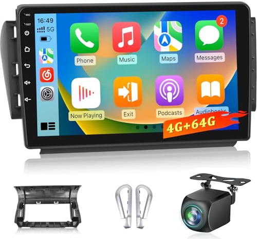 4+64G Android Autoradio für Peugeot 208/2008 2012-2018, 10 Zoll Touch Display Radio, Wireless Carplay & Android Auto, 32EQ DSP Audio + AHD Rückfahrkamera, OEM Unterstützung