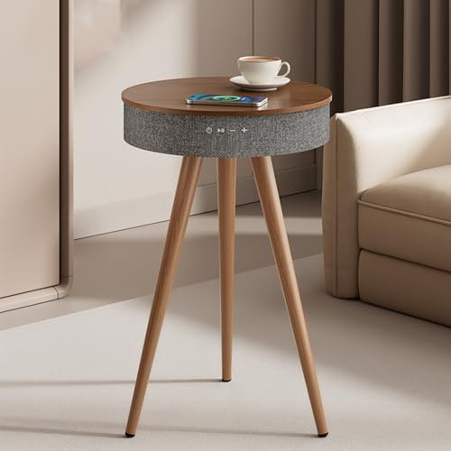 Bluetooth Speaker Coffee Table with Wireless Charging, Hifi Sound and Waterproof Top for Home Decor and Entertainment