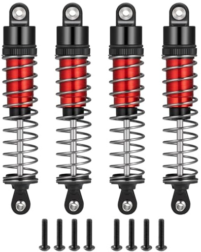 AXspeed Aluminium-Stoßdämpfer-Kits, 4 Stück, Stoßdämpfer für 1/10 Axial Scx10 90046 TRX4 Wraith D90 RC Crawler Auto (Rot, 90 mm)