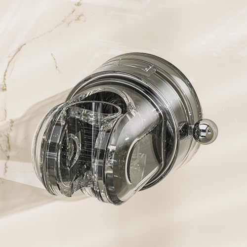 Suction Shower Head Holder – Black Translucent Plastic Detachable & Adjustable Shower Holder Bracket, No-Drilling, Fits Smooth Bathroom Surfaces