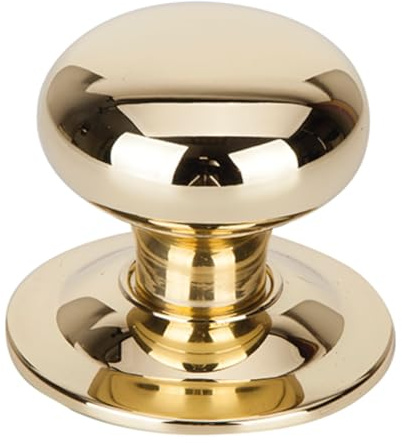 Pomo Puerta Entrada Seta PVD Latonado Pulido Brillo 70mm para Agarre Confortable, Uso Interior y Exterior Resistente, Fijación Segura con Tornillo Pasante de 8mm, Diseño Moderno y Duradero
