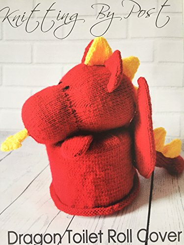 Knitting Pattern Dragon Toilet Roll Cover from Knitting by Post. Mythical Monsters Leaflet. Knit Cute Handmade Red Welsh Dragon Gifts. Fun Quick & Easy Beginner Soft Toy UK Knits.
