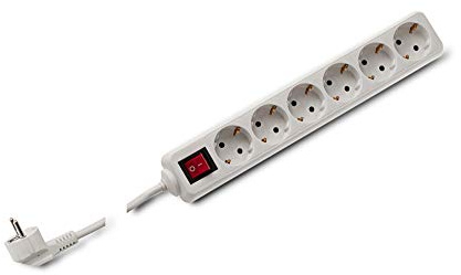 edi-tronic 6-Fach Steckdosenleiste mit beleuchtetem Schalter weiß 5m Mehrfachstecker Steckdosen Leiste