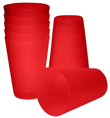 S&S-Shop Lot de 20 gobelets réutilisables en plastique de 0,4 l - Rouge