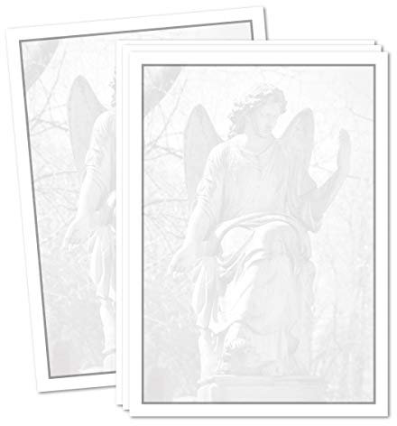 50x Trauerpapier DIN A4 Motiv: Trauerrand grau & Engel - Briefpapier Trauer 297 x 210 mm - 90 g/m² Kondolenz Papier - Trauer Papiere by GUSTAV NEUSER