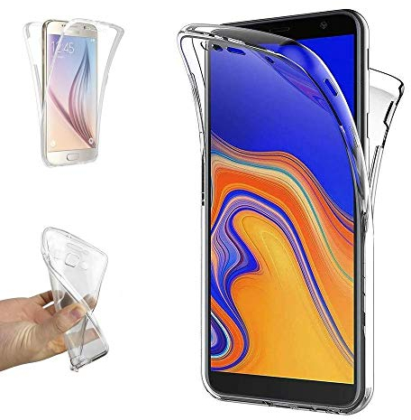Transparent Silikonhülle TPU für Samsung Galaxy J4 Plus 2018, Handyhülle Premium Kratzfest TPU 360 Grad Full Body