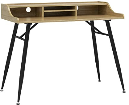 Calico Designs Woodford 43″ Wide Modern Secretary Writing Desk with Built‑in Hutch, Cable Management & Powder‑Coated Steel Legs – Space‑Saving Home Office Desk