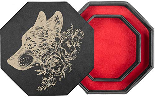 shibby Würfelbrett mit Würfel-Ablage und Deckel für alle Tabletop Spiele - 23,5cm floral M3-1 (rot)