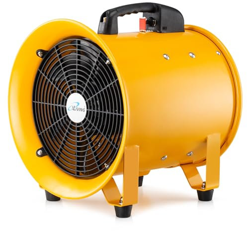 iLIVING Utility High Velocity Blower Fume Extractor Portable Exhaust and Ventilator Fan (Utility 12) Yellow 12 Inch