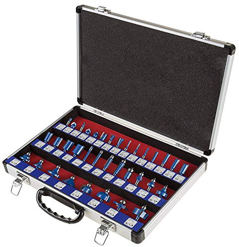 Nut- Und Federfräser 35-Tlg. Fräser-Set, Alu-Fasenfräser Mit Aluminiumbox, Schlüsselloch-Fräser-Set, Blau