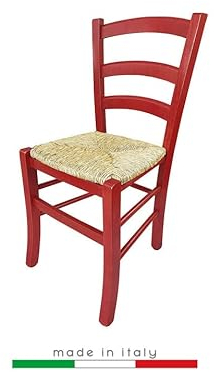 ZStyle - Silla Venezia de Madera, para restaurantes, agroturismos, cocinas, hogar, Asiento de Enea, Verde, Azul, Amarillo, Rojo