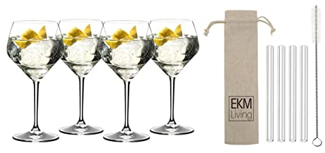 RIEDEL Gin Tonic Vorteilsset 5441/97 + Gratis 4er Set EKM Living Glas Trinkhalm