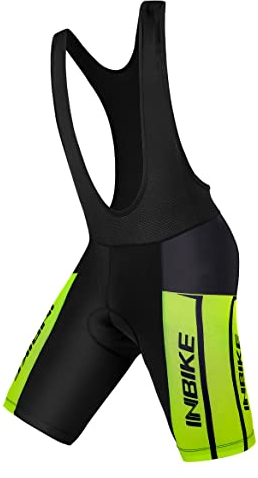 INBIKE Cuissard Cycliste Homme avec Bretelle et 3D Gel Coussin, Short VTT Respirant et Anti-Choc pour Velo Excercice