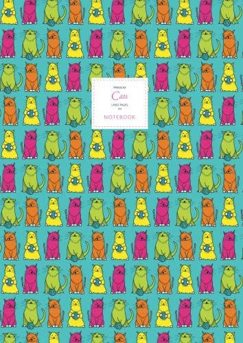 Cats Notebook - Lined Pages - A4 - Premium: (Turquoise Edition) Fun notebook 192 lined pages (A4 / 8.27x11.69 inches / 21x29.7cm)