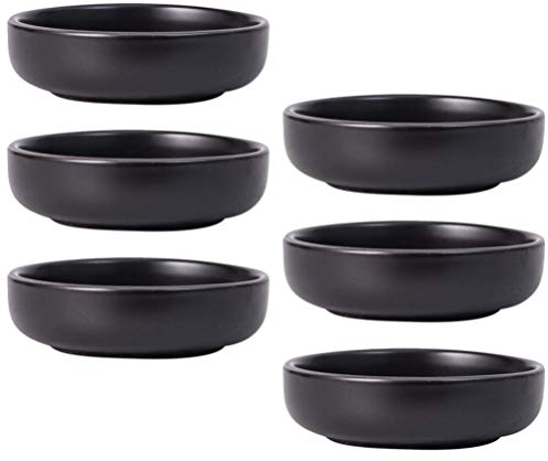 HEMOTON 6er Keramik Dipschalen Schwarz Sojasauce Schälchen Kleine Schüsseln Saucenschälchen Porzellan Dip Gerichte Gewürzplatten Porzellan Beilage Schüssel Sushi Schüssel