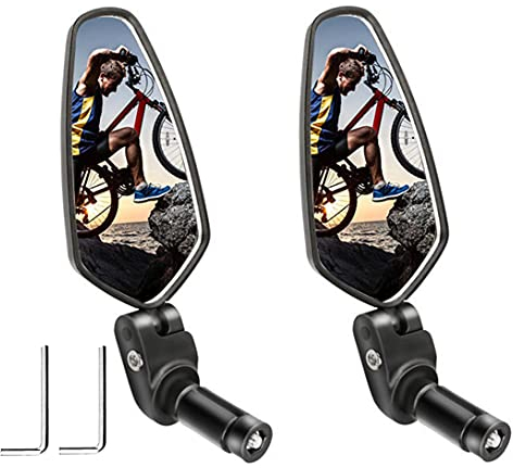 OttoBen Fahrrad Rückspiegel Lenker,Edelstahl Fahrradspiegel HD Weitwinkel 360 Grad Einstellbar Robust, Ebike Mountainbikes Rennrad Fahrradlenker End Spiegel Schwarz 2PCS