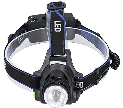 Linterna frontal de inducción de enfoque escalable, luz blanca pura con 3 modos de emergencia para montar de noche para pescar para acampar
