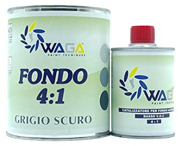 Waga Paint Tecniques - Fondo Acrilico per Carrozzeria Poliuretanico Riempitivo LT.1 Catalisi 4:1 con Catalizzatore Basso Voc 250ML (Grigio Scuro)