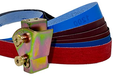 Knife Sharpening (Away) Angle Guide fits 1X30 Belt Sander with Assorted 6 Pack of 1X30 Sharpening Sanding Belts (6 Grit Belts)
