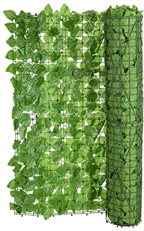 Sichtschutzhecke Blätterwand grün - 300 x 100 cm - Künstliche Birkenblätter Hecke - Deko Blätter Matte für Balkon Geländer Zaun Wand Wind Sicht Lärm Schutz