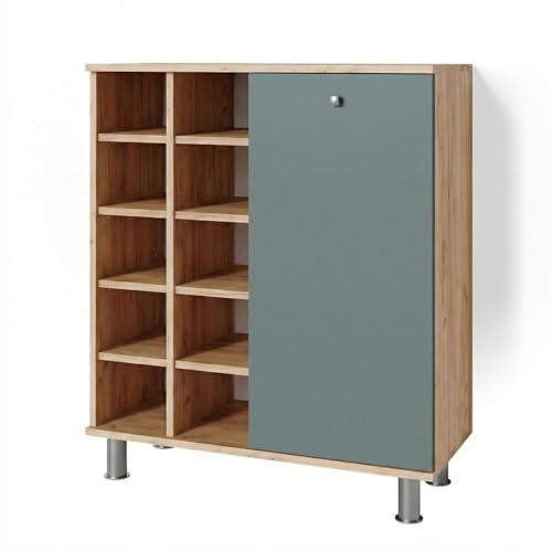 Vicco Badschrank Fynn, Grün, 78.4 x 91.6 cm | mit Körben zur organisierten Aufbewahrung im Badezimmer