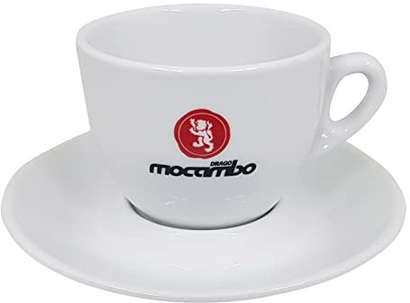Drago Mocambo Cappuccino-Tasse mit Unterteller, Weiß, Glas, 160 ml, Cappuccino, Tasse