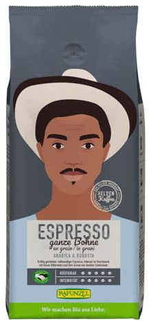 Rapunzel Bio Heldenkaffee Espresso, ganze Bohne HIH (2 x 1 kg)